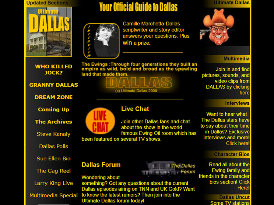 Screenshot of the old UltimateDallas website